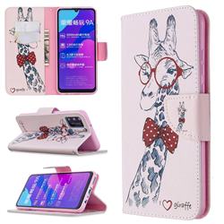 Glasses Giraffe Leather Wallet Case for Huawei Honor 9A
