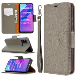 Classic Luxury Litchi Leather Phone Wallet Case for Huawei Honor 9A - Gray