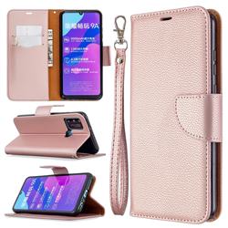 Classic Luxury Litchi Leather Phone Wallet Case for Huawei Honor 9A - Golden