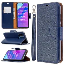 Classic Luxury Litchi Leather Phone Wallet Case for Huawei Honor 9A - Blue