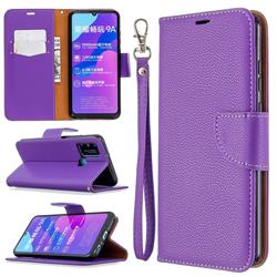 Classic Luxury Litchi Leather Phone Wallet Case for Huawei Honor 9A - Purple