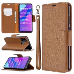 Classic Luxury Litchi Leather Phone Wallet Case for Huawei Honor 9A - Brown