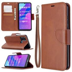 Classic Sheepskin PU Leather Phone Wallet Case for Huawei Honor 9A - Brown