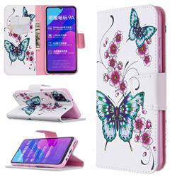 Peach Butterflies Leather Wallet Case for Huawei Honor 9A