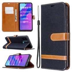 Jeans Cowboy Denim Leather Wallet Case for Huawei Honor 9A - Black