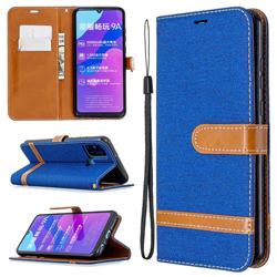Jeans Cowboy Denim Leather Wallet Case for Huawei Honor 9A - Sapphire