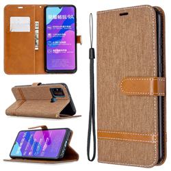 Jeans Cowboy Denim Leather Wallet Case for Huawei Honor 9A - Brown