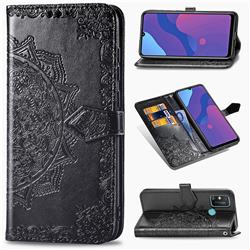 Embossing Imprint Mandala Flower Leather Wallet Case for Huawei Honor 9A - Black