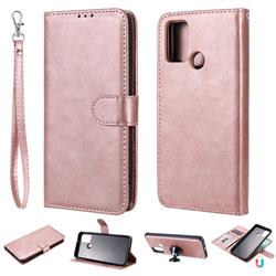 Retro Greek Detachable Magnetic PU Leather Wallet Phone Case for Huawei Honor 9A - Rose Gold