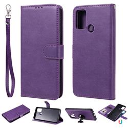 Retro Greek Detachable Magnetic PU Leather Wallet Phone Case for Huawei Honor 9A - Purple