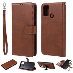 Retro Greek Detachable Magnetic PU Leather Wallet Phone Case for Huawei Honor 9A - Brown