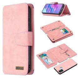 Binfen Color BF07 Frosted Zipper Bag Multifunction Leather Phone Wallet for Huawei Honor 9A - Pink