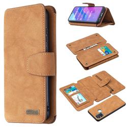 Binfen Color BF07 Frosted Zipper Bag Multifunction Leather Phone Wallet for Huawei Honor 9A - Brown