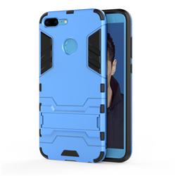 Armor Premium Tactical Grip Kickstand Shockproof Dual Layer Rugged Hard Cover for Huawei Honor 9 Lite - Light Blue