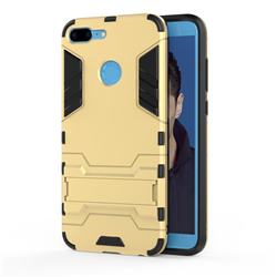 Armor Premium Tactical Grip Kickstand Shockproof Dual Layer Rugged Hard Cover for Huawei Honor 9 Lite - Golden