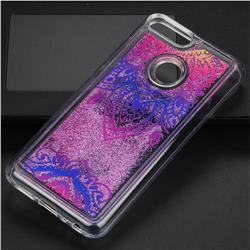Blue and White Glassy Glitter Quicksand Dynamic Liquid Soft Phone Case for Huawei Honor 9 Lite
