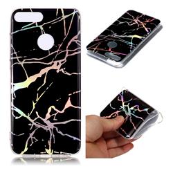 Plating Black Marble Pattern Bright Color Laser Soft TPU Case for Huawei Honor 9 Lite