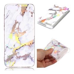 White Marble Pattern Bright Color Laser Soft TPU Case for Huawei Honor 9 Lite