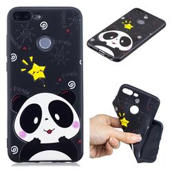 Cute Bear 3D Embossed Relief Black TPU Cell Phone Back Cover for Huawei Honor 9 Lite