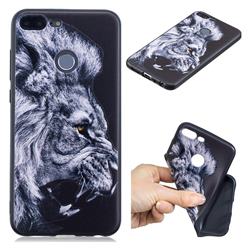 Lion 3D Embossed Relief Black TPU Cell Phone Back Cover for Huawei Honor 9 Lite