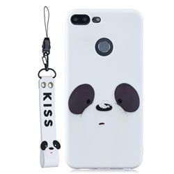 White Feather Panda Soft Kiss Candy Hand Strap Silicone Case for Huawei Honor 9 Lite