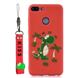 Red Dinosaur Soft Kiss Candy Hand Strap Silicone Case for Huawei Honor 9 Lite