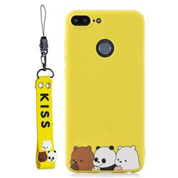 Yellow Bear Family Soft Kiss Candy Hand Strap Silicone Case for Huawei Honor 9 Lite