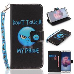 Not Touch My Phone Hand Strap Leather Wallet Case for Huawei Honor 9 Lite