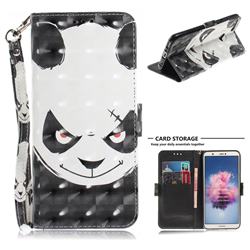 Angry Bear 3D Painted Leather Wallet Phone Case for Huawei Honor 9 Lite