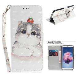 Cute Tomato Cat 3D Painted Leather Wallet Phone Case for Huawei Honor 9 Lite