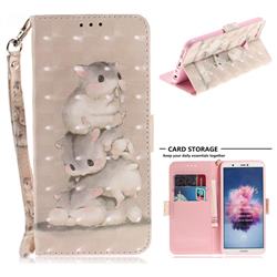 Three Squirrels 3D Painted Leather Wallet Phone Case for Huawei Honor 9 Lite