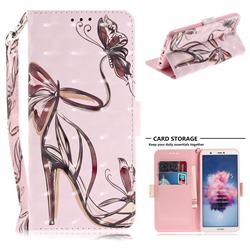 Butterfly High Heels 3D Painted Leather Wallet Phone Case for Huawei Honor 9 Lite
