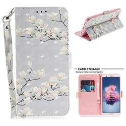 Magnolia Flower 3D Painted Leather Wallet Phone Case for Huawei Honor 9 Lite