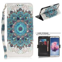 Peacock Mandala 3D Painted Leather Wallet Phone Case for Huawei Honor 9 Lite