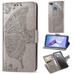 Embossing Mandala Flower Butterfly Leather Wallet Case for Huawei Honor 9 Lite - Gray