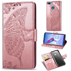 Embossing Mandala Flower Butterfly Leather Wallet Case for Huawei Honor 9 Lite - Rose Gold