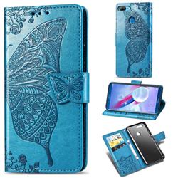 Embossing Mandala Flower Butterfly Leather Wallet Case for Huawei Honor 9 Lite - Blue