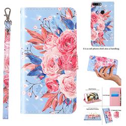 Rose Flower 3D Painted Leather Wallet Case for Huawei Honor 9 Lite