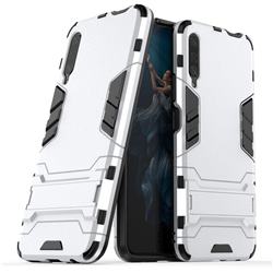 Armor Premium Tactical Grip Kickstand Shockproof Dual Layer Rugged Hard Cover for Huawei Honor 9X - Silver
