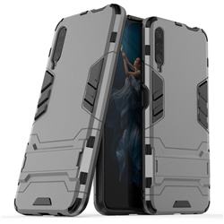 Armor Premium Tactical Grip Kickstand Shockproof Dual Layer Rugged Hard Cover for Huawei Honor 9X - Gray