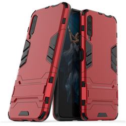 Armor Premium Tactical Grip Kickstand Shockproof Dual Layer Rugged Hard Cover for Huawei Honor 9X - Wine Red