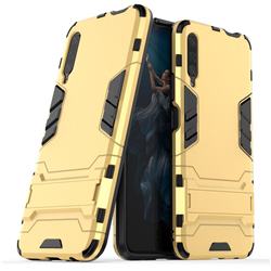 Armor Premium Tactical Grip Kickstand Shockproof Dual Layer Rugged Hard Cover for Huawei Honor 9X - Golden