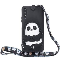 Cute Panda Neck Lanyard Zipper Wallet Silicone Case for Huawei Honor 9X