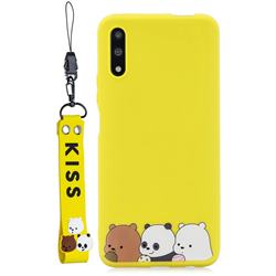 Yellow Bear Family Soft Kiss Candy Hand Strap Silicone Case for Huawei Honor 9X