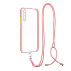 Necklace Cross-body Lanyard Strap Cord Phone Case Cover for Huawei Honor 9X - Pink