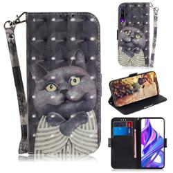 Cat Embrace 3D Painted Leather Wallet Phone Case for Huawei Honor 9X