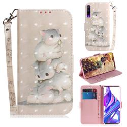 Three Squirrels 3D Painted Leather Wallet Phone Case for Huawei Honor 9X