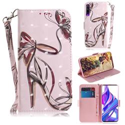 Butterfly High Heels 3D Painted Leather Wallet Phone Case for Huawei Honor 9X