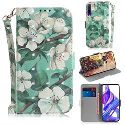 Watercolor Flower 3D Painted Leather Wallet Phone Case for Huawei Honor 9X