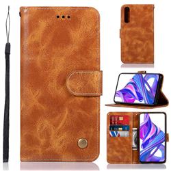 Luxury Retro Leather Wallet Case for Huawei Honor 9X - Golden